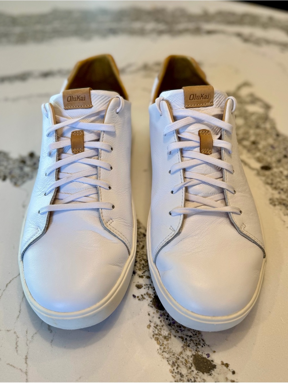 OluKai Men's White Leather Sneakers